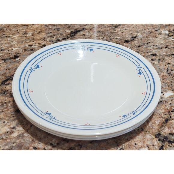 3 Corelle Country Violets Bread & Butter Plates Beige Plates Blue Flowers 6.75" - Picture 11 of 11